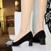 5297-H65 Sequined Bow Square Toe Shallow Mouth Style Single Order Suede Thick Heel Professional Commuting Women's Shoes_vogvips.com