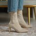 Giant, And Slim Gentle Apricot Temperament, Pointed Head, Thin High Heel Socks, Ankle Elastic Short Boots, Female_vogvips.com