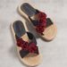 Women’s Shoes New Summer One Line Women's Slippers Rope Bottom Solid Color Fashion Trend Indoor And Outdoor Row Of Flower Slippers_vogvips.com