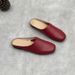 Artistic Handmade Genuine Leather New Model Closed-toe Slip-on Simple Retro Lazy Slippers With Soft Sole Cowhide_vogvips.com