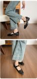 Silk Square Head Single Shoes Women's Shallow Mouth Medium Thick Heel French Mary Jane Temperament Commuter Women's Shoes_vogvips.com