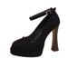 Fashionable Trendy Design Chunky Heel Single Shoes, 2025 Spring And Autumn Suede Platform Shallow Versatile Ultra-high_vogvips.com