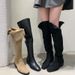 2024 Korean Style Autumn Winter New Thick Heel Over-the-Knee Studded Soft Suede Black Fashion Long Boots For Women_vogvips.com