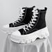 Men's Shoes New Style Thick Soled Canvas Shoes For Men, Closed Toe Casual Sports High Top Forest Style Large Size Women's Shoes_vogvips.com