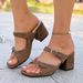 Women's Square Toe Buckle High Heeled Slippers Suede Chunky Heel European And American Style Sandals Plus Size Summer 2026 New_vogvips.com