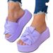 Large Size Solid Color Sponge Cake Bow Shaped Flip Flops Women With Thick Soles And Beach Sandals For External Wear_vogvips.com