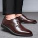 2025 Business Formal Leather New Large Size Single Shallow Mouth Lace-up Men's Design Room Decoration Shoes_vogvips.com