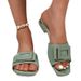 Square Buckle For Women 2024 Summer New European And American Style Large Size Fashion Peep Toe Comfortable Outdoor Low_vogvips.com