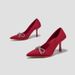 Elegant French Crystal Bow Pointed-Toe High Heels – Stylish Summer Dress Shoes For Women & Men (Black, Red, Beige)_vogvips.com