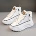 Women's High-top White Sneakers 2026 New Model, Thick-soled, Non-slip, Height-increasing Platform Casual Dad Shoes,_vogvips.com