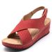 Summer 2023 New European And American Sandals With Wedge Heel, Stitched Breathable, Velcro Closure, Hollow Design, Large_vogvips.com