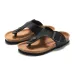RUIZUSTOCK Unisex Fashion White Thong Sandals PU Leather Cork Footbed Flat Flip Flops With Adjustable Buckle_vogvips.com