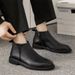 Men's Boots Mid Top Fall New Black Low Casual Leather Shoes_vogvips.com