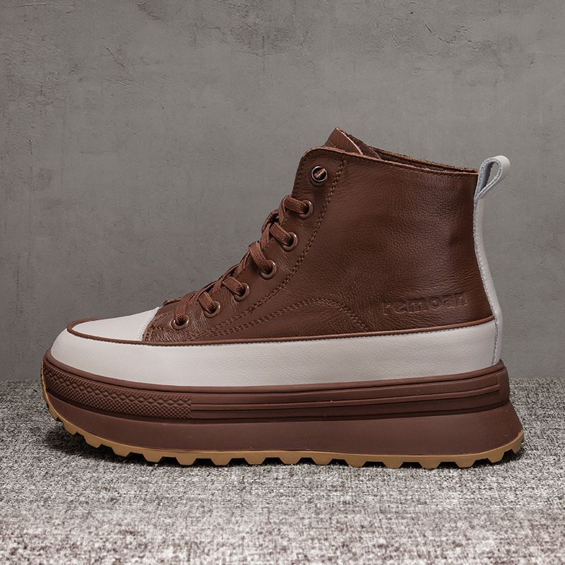 Genuine Leather Martin Women S Platform Shoes New Style Versatile Slimming Short Boots_vogvips.com