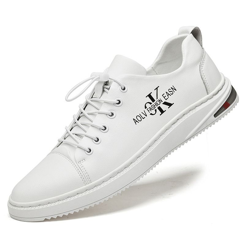 Men's Shoes Breathable Men's Casual Two-layer Cowhide Board Shoes Sports Soft Sole Xiaobai_vogvips.com