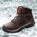 Snow Boots With High Top And Fur For Warmth, Off-road Anti Slip, Lightweight Mountaineering, Men's Cotton Shoes With Fleece For Cold Protection_vogvips.com