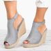 plus-size Thick-soled Wedge Heel Peep-toe Sandals, Women's One-strap Buckle Suede Fashion_vogvips.com