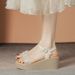 Wedge Heel Sandals Women's One-word Sandals Wear Thick-soled Rhinestones With Skirts, Beach High Heels_vogvips.com