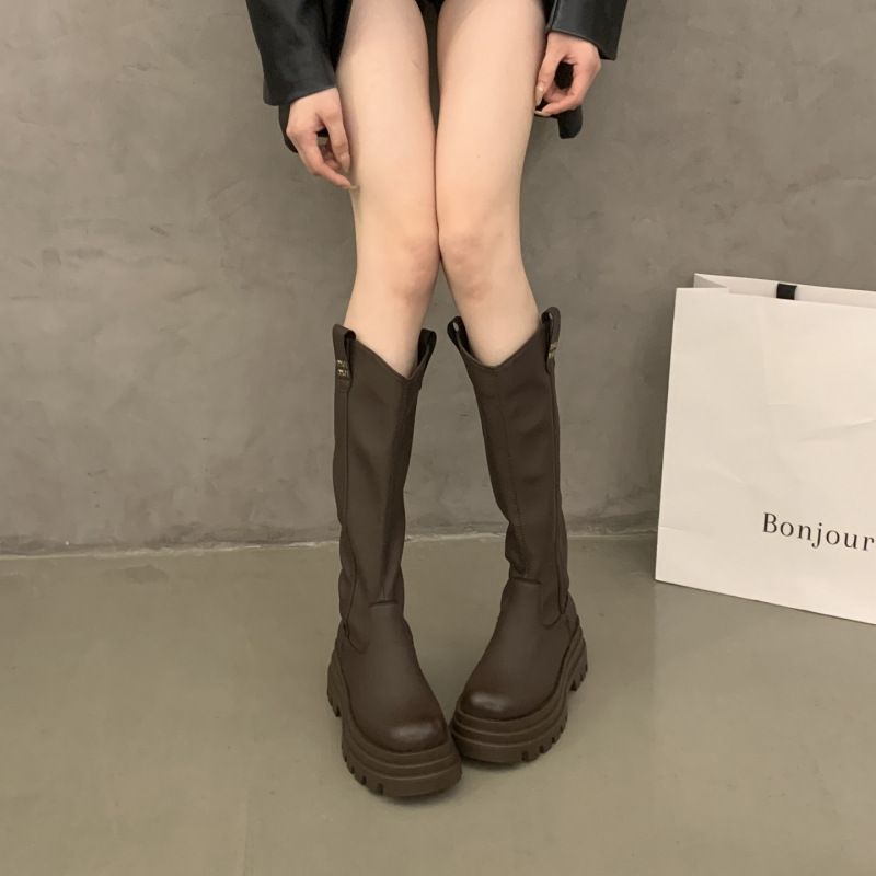High Tube Slim Women 2025 Autumn Winter New British Style Over-the-Knee Long For Petite Thick-Soled Knight Boots_vogvips.com