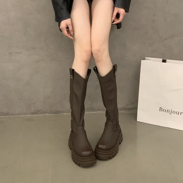 High Tube Slim Women 2025 Autumn Winter New British Style Over-the-Knee Long For Petite Thick-Soled Knight Boots_vogvips.com