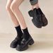 Platform Leather Small Leather Shoes Women's Casual Muffin Shoes One Pedal Loafers_vogvips.com