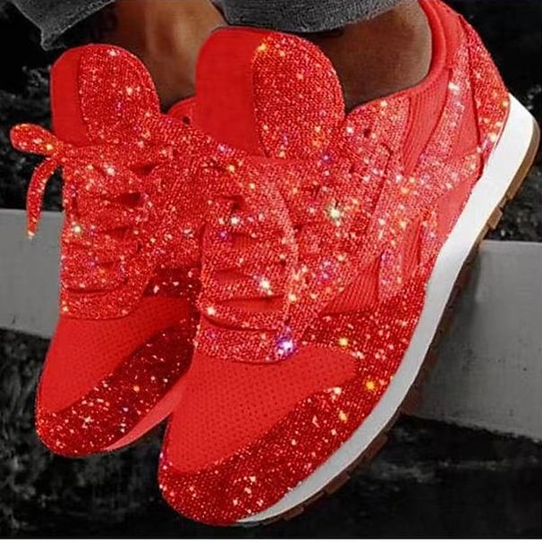 New Women Athletic Shoes Sequins Plus Size Bling Sneakers Outdoor Flat Heel Round Toe Sport Casual Walking Shoes C0130_vogvips.com