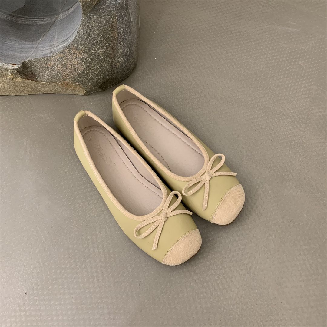 Evening Breeze Bowknot Flat Slip-On Single Japanese Grandma Spring Summer Style Loafers Mom Women's Boat Shoes_vogvips.com