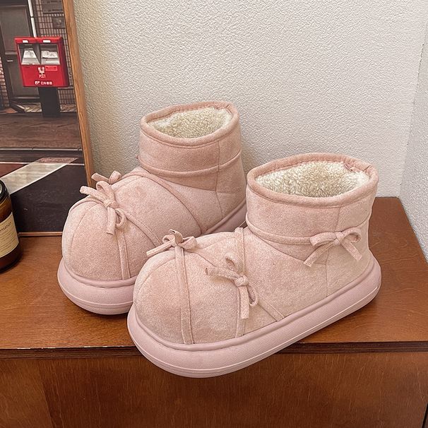 Qidan Shoe Factory Snow Boots Fleece Lined Warm Indoor Thick Sole Height Increasing Non-Slip Closed Heel Cotton Shoes_vogvips.com