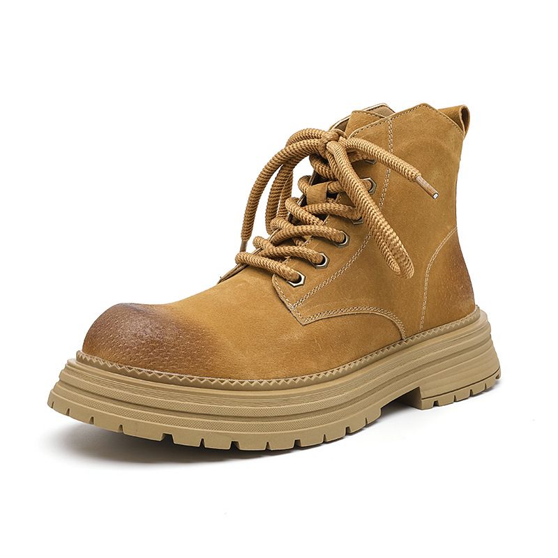 Martin Boots Men's Shoes Tooling Thick-soled Heightening Locomotive Wind Big Yellow Boots Short Boots_vogvips.com
