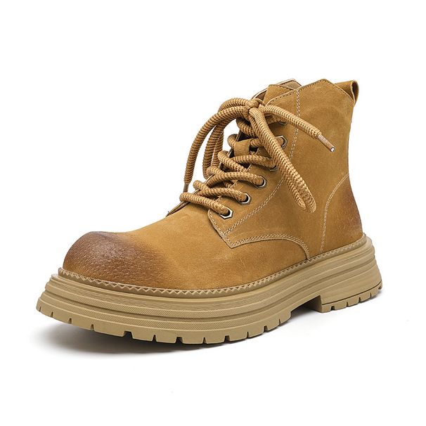 Martin Boots Men's Shoes Tooling Thick-soled Heightening Locomotive Wind Big Yellow Boots Short Boots_vogvips.com