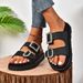 Women's Plus Size Platform Slippers With Rhinestone Side Buckles, Perfect For Outdoor Wear._vogvips.com