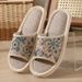 Autumn Winter Women Floor Retro Linen Open-toe EVA Thick Bottom Casual Sandals Indoor Home Couples Slippers Shoes_vogvips.com