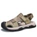 Baotou Men's Sandals Large Size Lightweight Casual Beach Shoes With Velcro Summer Hollow-Out Youth Driving Shoes_vogvips.com