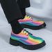 Women's Shoes Brogue Patent Leather British Style Of Social Nightclub Fashion Personality Heightening Casual Trendy Men's Gold Leather Shoes Rainbow_vogvips.com