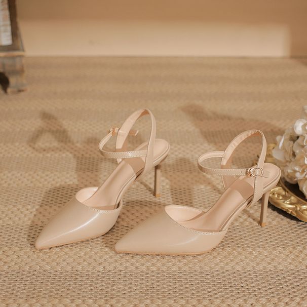 2026 Summer New Pointed Nude High Heels Thin Heel Elegant French Style Closed Toe Backless Sandals Women Outdoor Wear_vogvips.com