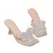 New Floral Chunky Heel Sandals For Women, Transparent Strap High Heels With Rhinestone Bow, Peep-toe Open-toe Trendy_vogvips.com