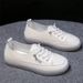 Little White Shoes Women's Beef Tendon Sole Soft Leather Casual Single Shoes One Pedal Women's Shoes Flat Bottom_vogvips.com