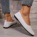 New Plus Size Korean Version Round Headed Bottomed Lazy Single Shoes For Women, Fly Woven Breathable Flat Heel, Shallow_vogvips.com