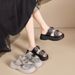 2026 Summer New Thick-Soled Rhinestone Bowknot Slide Women, Fashionable Outdoor Platform Sandals For Petite Women_vogvips.com