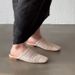 Trendy~2026 New Style Woven Hollowed-Out Closed-Toe Mules For Women, Summer Flat Square-Toed Fashionable Slip-On Sandals_vogvips.com