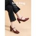 French-tyle Black Mary Jane Women With A Trap, Chunky Heel, Quare Toe, High-heeled For Commuting, Elegant Ingle_vogvips.com
