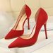 MTX 8918-2 Style Simple Thin Super High Heel Suede Shallow Mouth Pointed Toe Sexy Nightclub Slim Side Hollow Single Shoes_vogvips.com