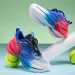 Unisex Cyan Green Gradient Running Shoes Breathable Mesh For Professional Sports Training_vogvips.com