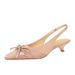 Elegant Satin Pointed Toe Low Heel Bowknot Dress Pumps For Women - Breathable Hollow Out Slip-On Shoes For Banquets & Parties Slingback Straps_vogvips.com