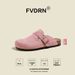 Half Slippers Women's Retro Mules Flat Casual Genuine Leather Cowhide Ugly Cute Autumn Winter_vogvips.com