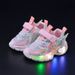2026 Spring And Autumn Girls' New Cartoon Light-Up Magic Tape Sneakers Princess Girls Glowing Running Shoes Trend_vogvips.com