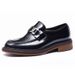 Euro Step 【Big Sale】Men's Round Toe Thick Sole Loafers Genuine Leather Polished Color Business Formal British Casual Shoes_vogvips.com