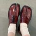 New Split Toe Women S Horseshoe And Pig Hoof Small Leather Lace Up Casual British Style Lefu Shoes_vogvips.com