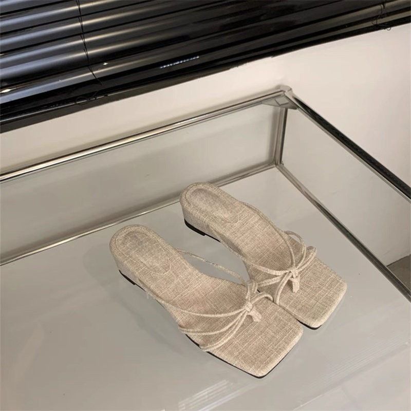 Chuyuji French-style Square-toed Thin-strap For Women, 2026 New Summer Outdoor Thick-heeled Beach Flip-flops_vogvips.com