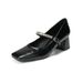French Diamond Chain Thick Heel Mary Jane Women's Shoes Light Mouth Commuting Single Shoes Square Head High Heels_vogvips.com